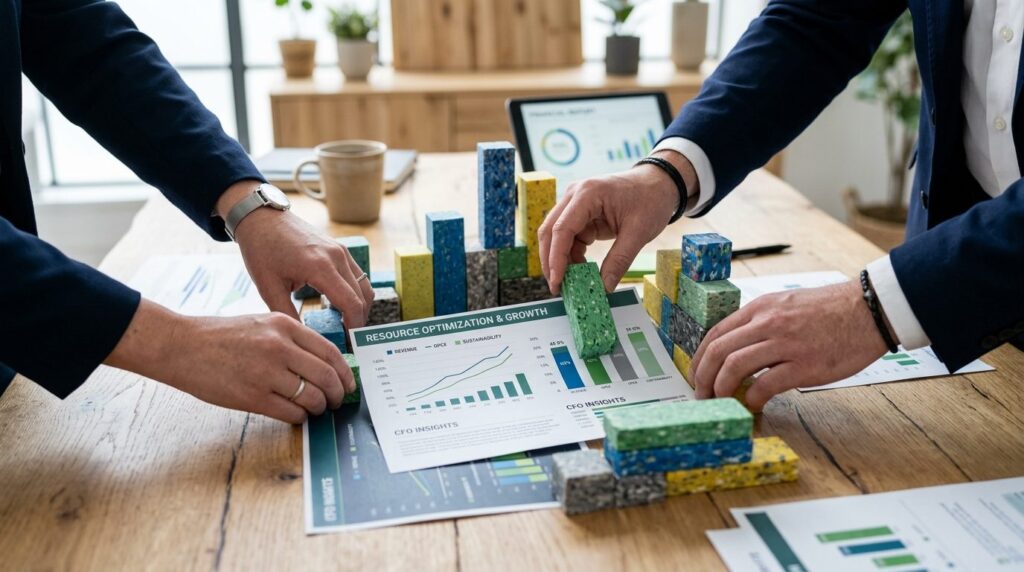 Fotorealistic professional stockphoto of hands arranging col