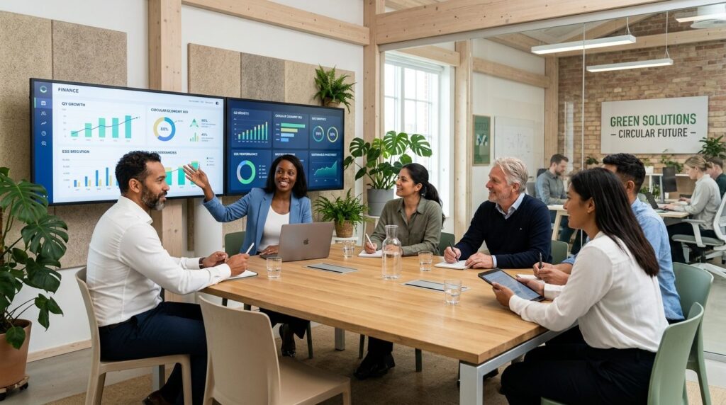 Professional fotorealistic image of diverse business team co
