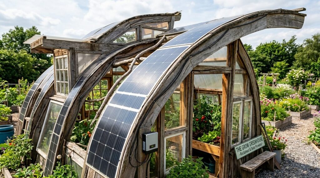 Realistic image of flexible solar panels installed on irregu
