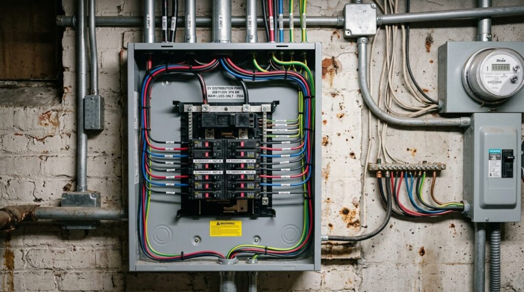 Close-up detail shot of an innovative electrical panel upgra
